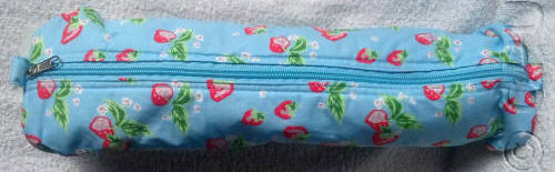Blue with Strawberry Design Knitting Pin Bag