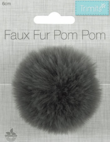 Grey Faux Fur 6cm PomPom