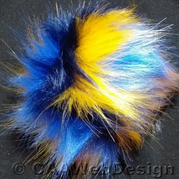Black, Blue, Orange Faux Fur 12cm PomPom