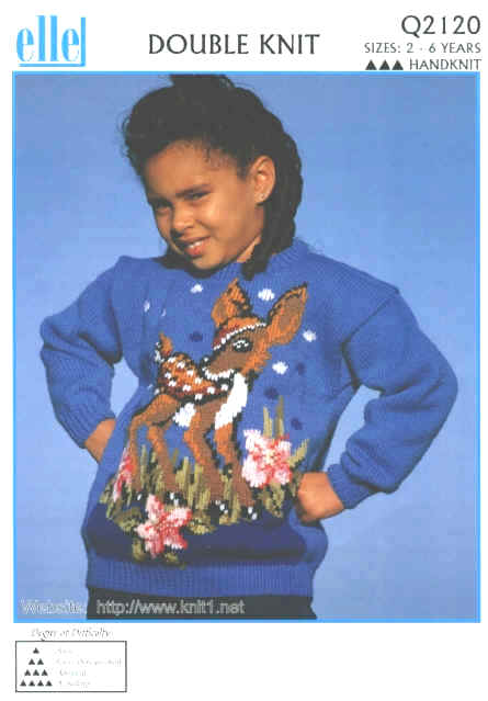 childrens pattern pullover showing a baby deer and flowers