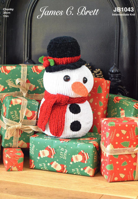 Toy Chrismtas Snowman with Black Hat, Red Scarf and Orange Nose.