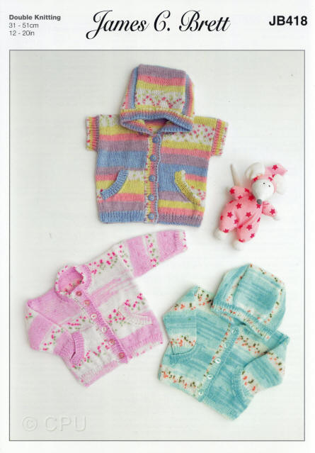 Colours shown are shades P5 (Hooded Cardigan), P3 (Hooded Sleeveless Cardigan) and P2 (Round Neck Cardigan)