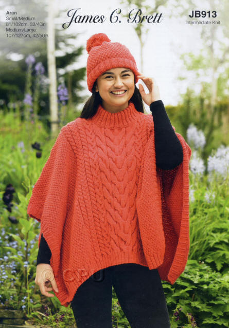 Colour shown is shade A217 - Ladies Poncho and Hat
