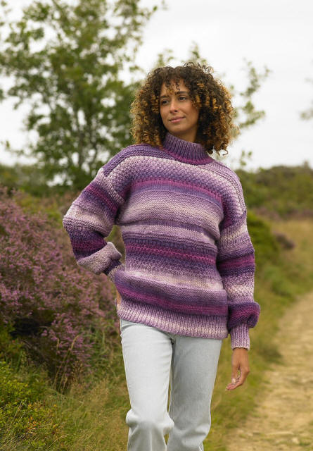 Ladies knitted Long Sweater in Mixed Berries shade AC08 