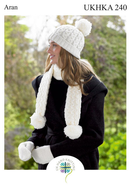 Knitted Ladies Hat, Scarf & Mittens 