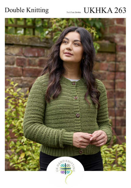 Knitted Double Knit Cardigan in Green