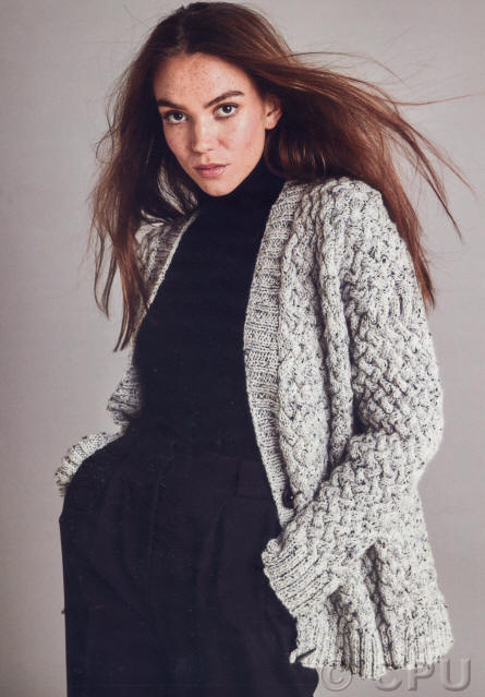 Knitted Ladies Basket Weave Cardigan - Colour shown is Scree (5702)