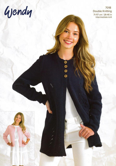Knitted Ladies Cardigan - Colours shown are WCT07 and WCT11