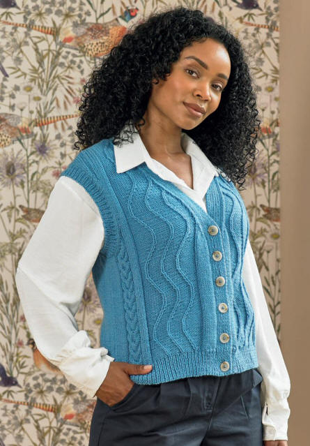 Knitted Ladies Waistcoat in Lagoon WD54.