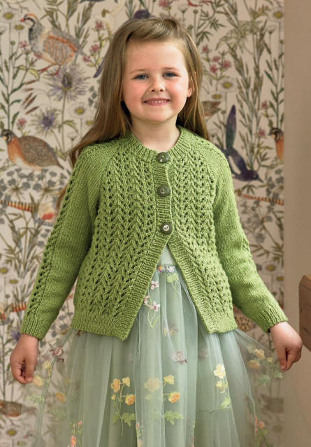 Knitted Girls Cardigan in Spring Meadow WD46.