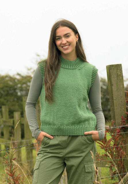 Knitted Ladies Stocking Stitch Slipover - Colour shown is Mint (SK60)