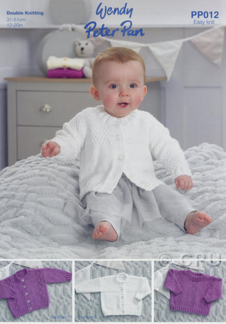 Knitted Cardigans and Sweater in shades PD16 Sugar Plum and PD01 Snowdrop